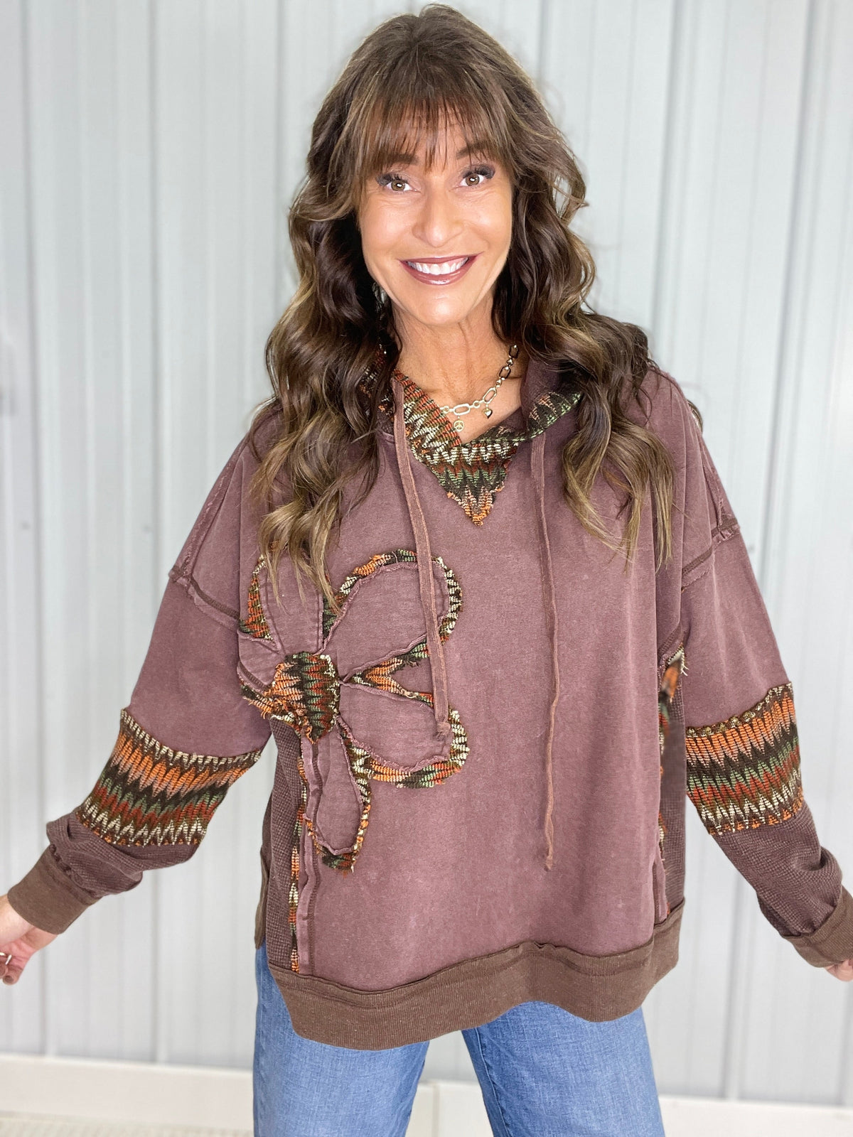 Backup Plan Daisy Patch Pullover Hoodie In 3 Colors