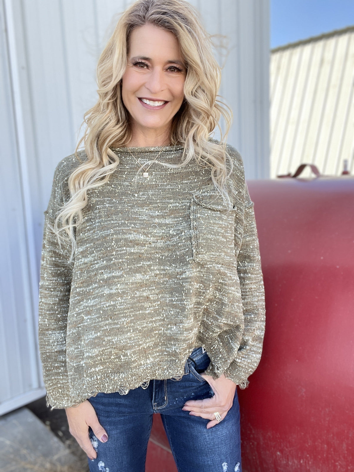 Olive Mixed Emotions Oversized Sweater *Final Sale*