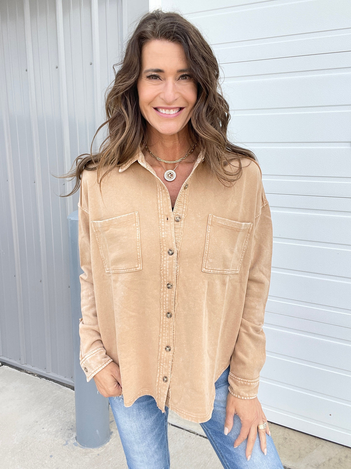 Wild & Free Mineral Washed Top In 3 Colors: Mocha, Olive, Camel *Final Sale*