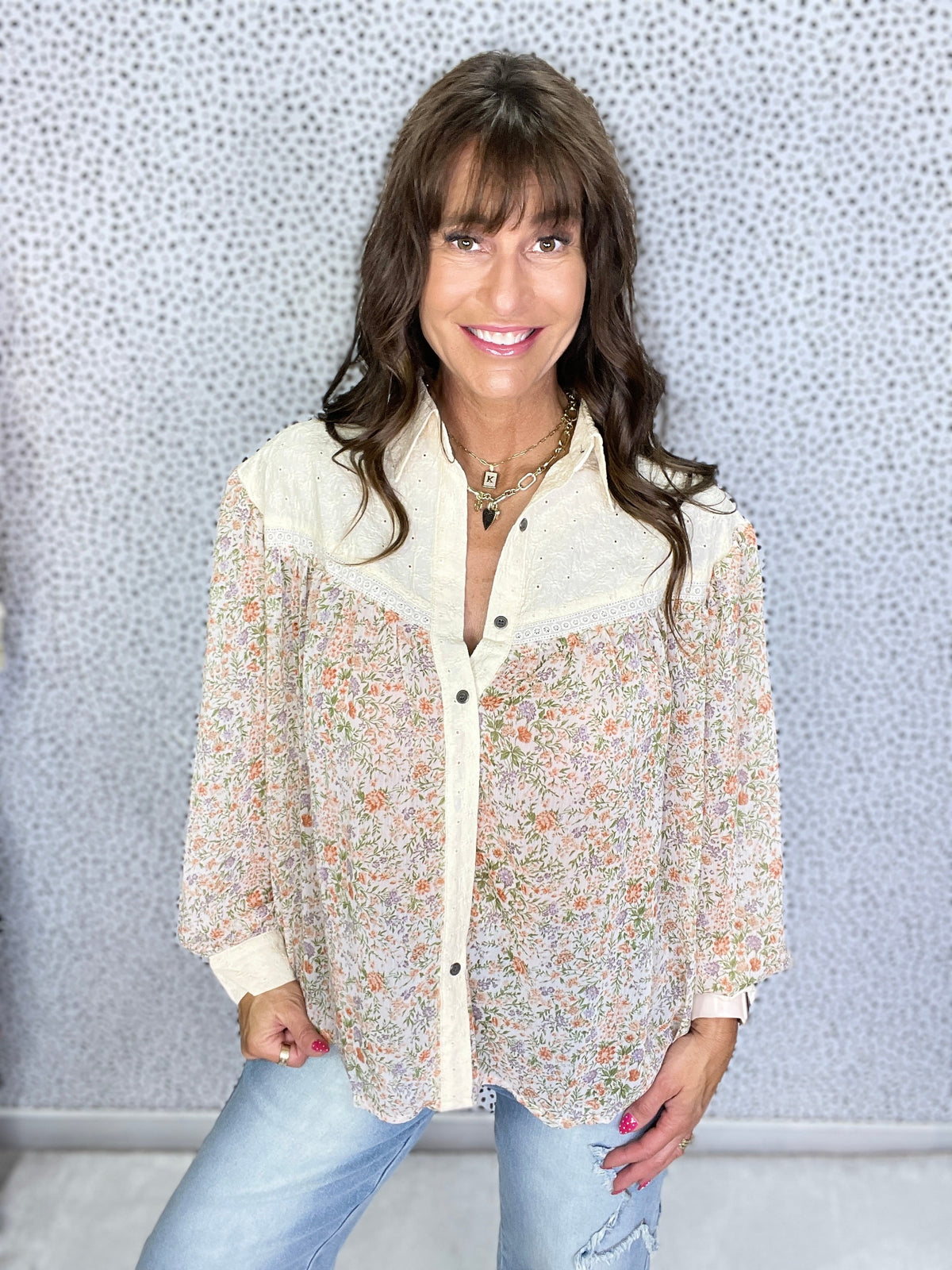 Pol Meadow Bloom Button-Up in 2 Colors
