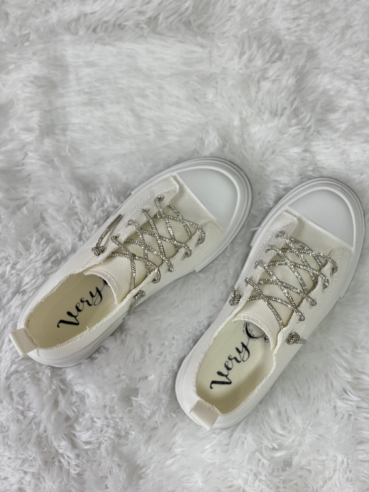 Very G Aman White Bling Lace Sneakers