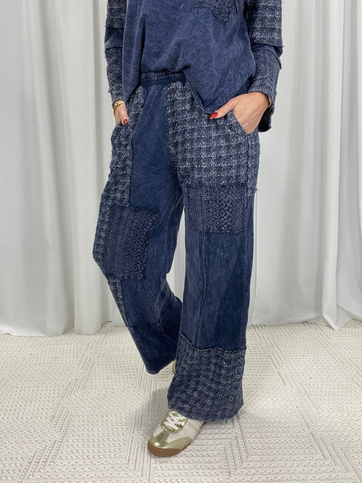 Time And Again Patch Lace Detail Pants In 2 Colors