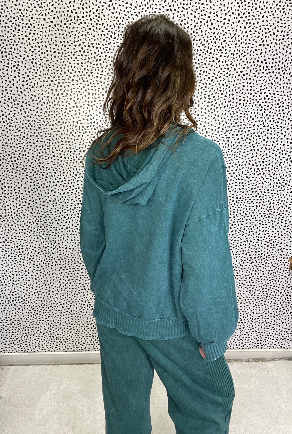 Lucky Lady Ribbed Accent Lightweight Hoodie Top In 3 Colors