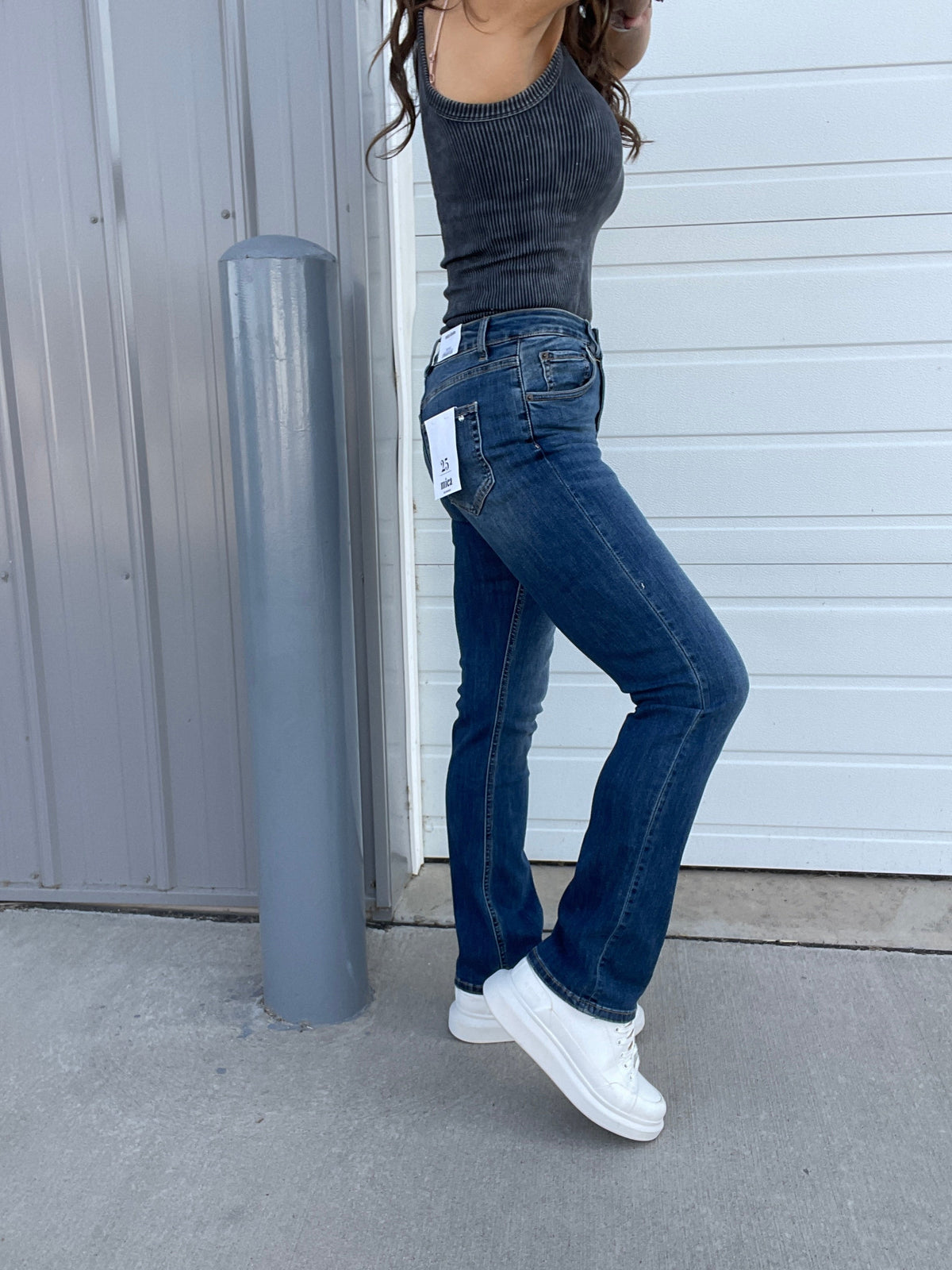 Mica Farrah High Rise Straight Leg Jeans 50M In Blue