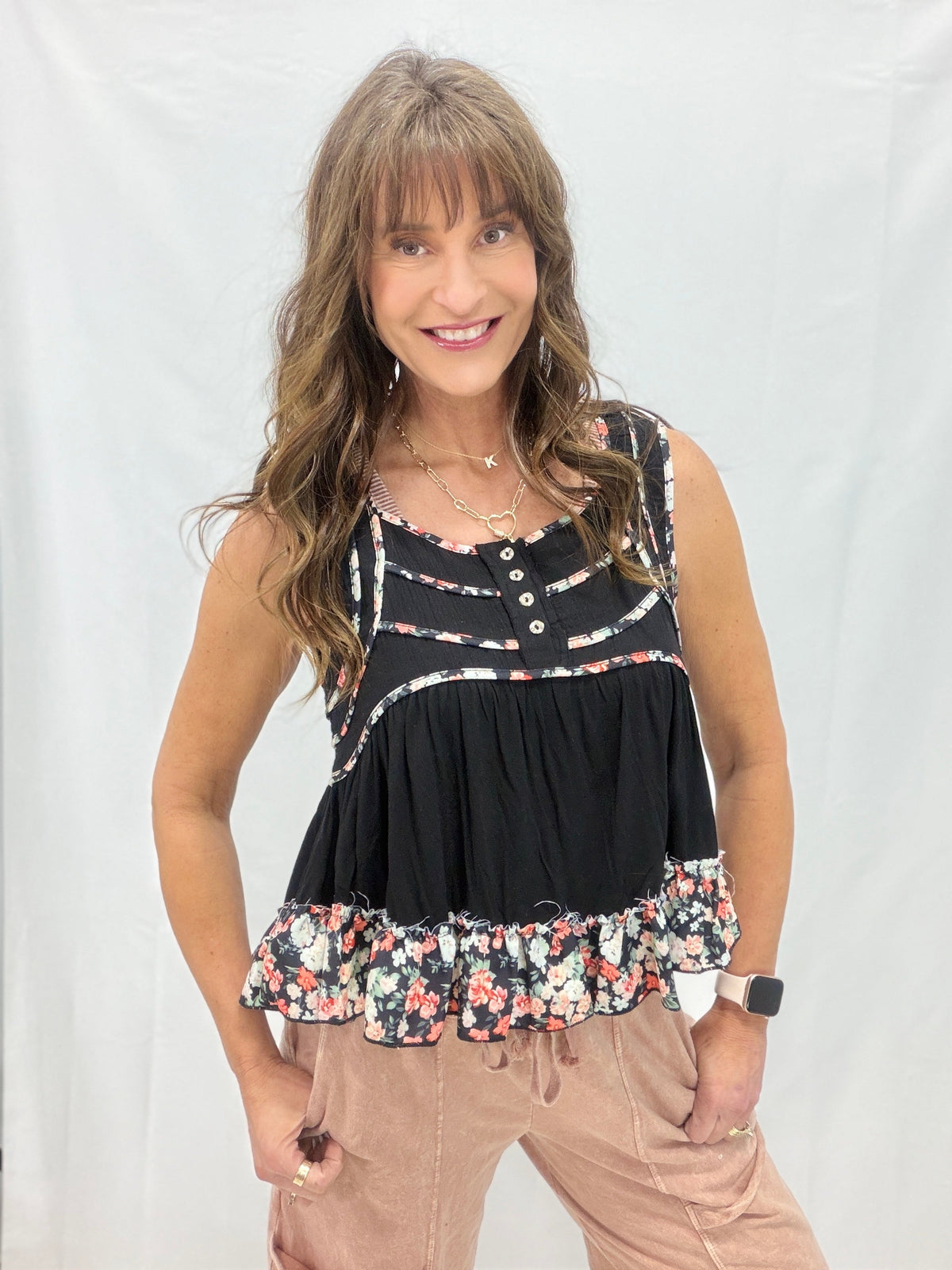 POL Floral Details Sleeveless Top In 4 Colors
