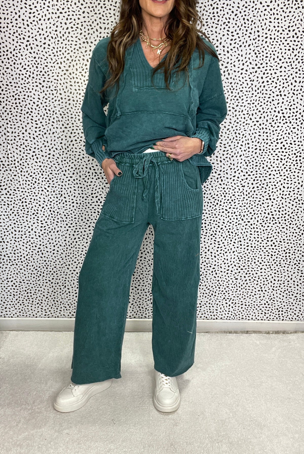 Lucky Lady Ribbed Accent Easy Mineral Wash Pants In 6 Colors