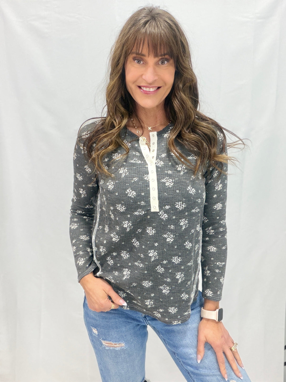 Wildflower Button Long Sleeve Top *Final Sale*