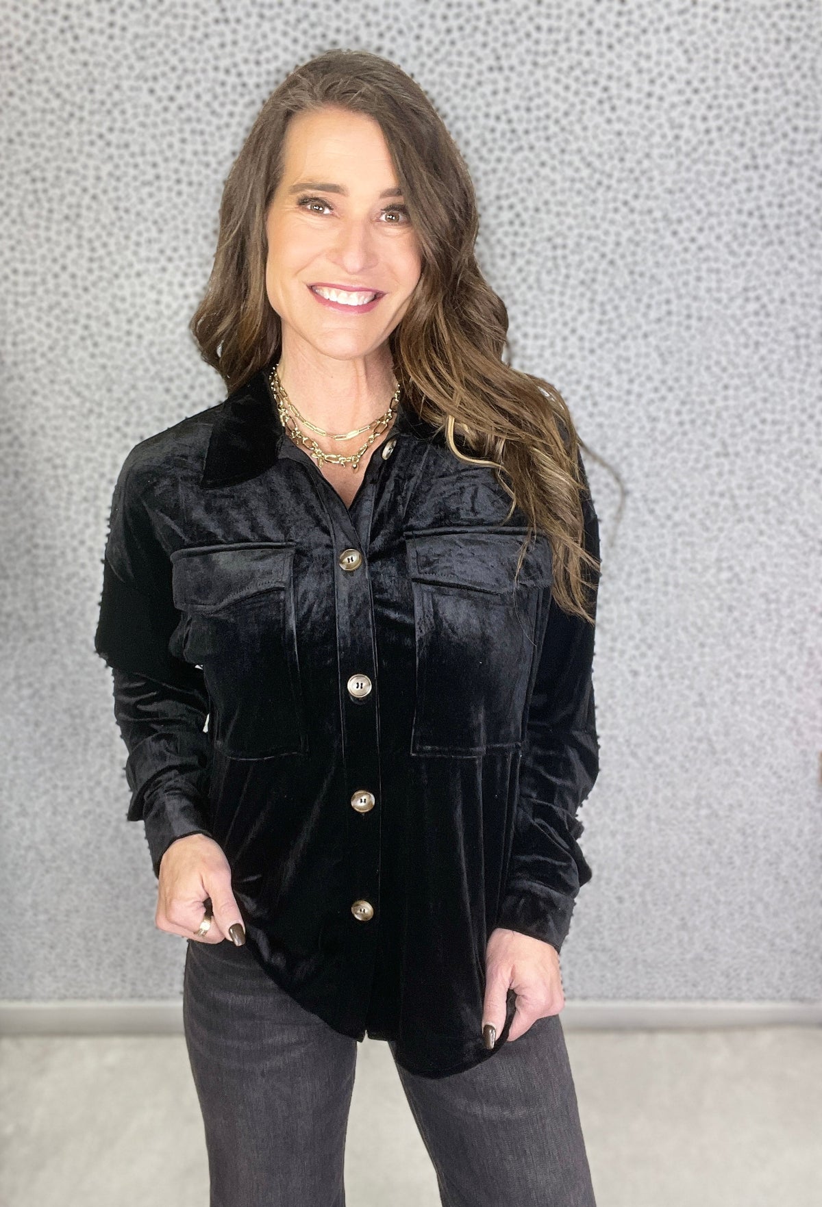 Top Hat Oversized Velvet Top In Black *Final Sale*