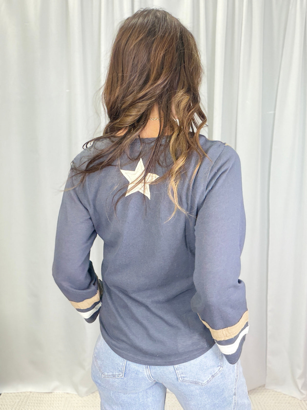POL Born To Shine Flag Patch Top In 2 Colors