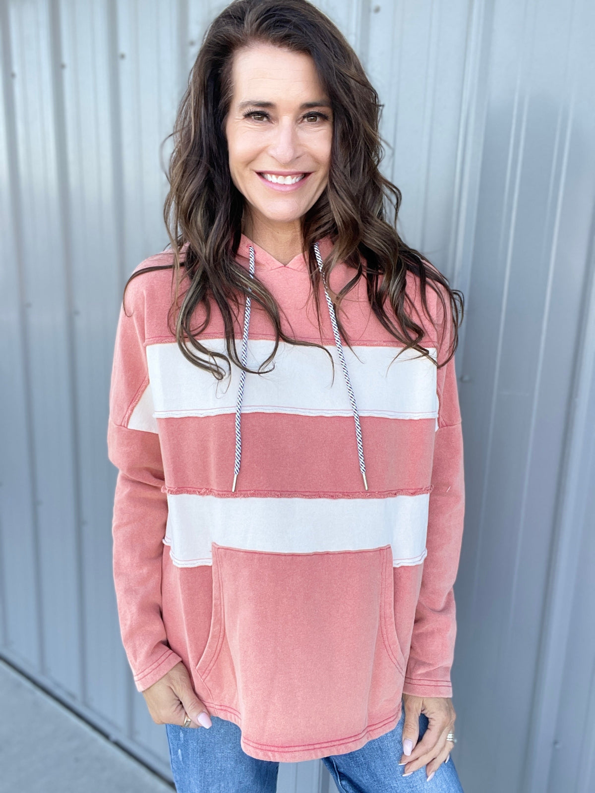 Got It All Color Block Hoodie Pullover In 2 Colors: Ash, Coral *Final Sale*