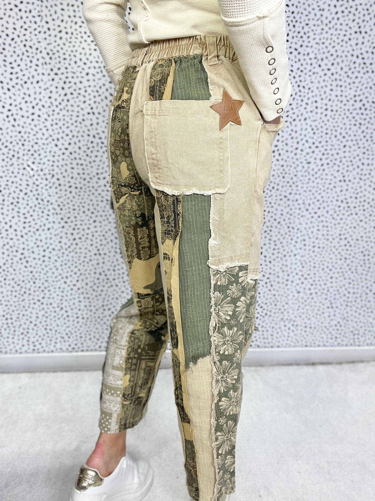 Oli & Hali It's Your Thing Washed Patchwork Twill Bottoms In 2 Colors *Final Sale*