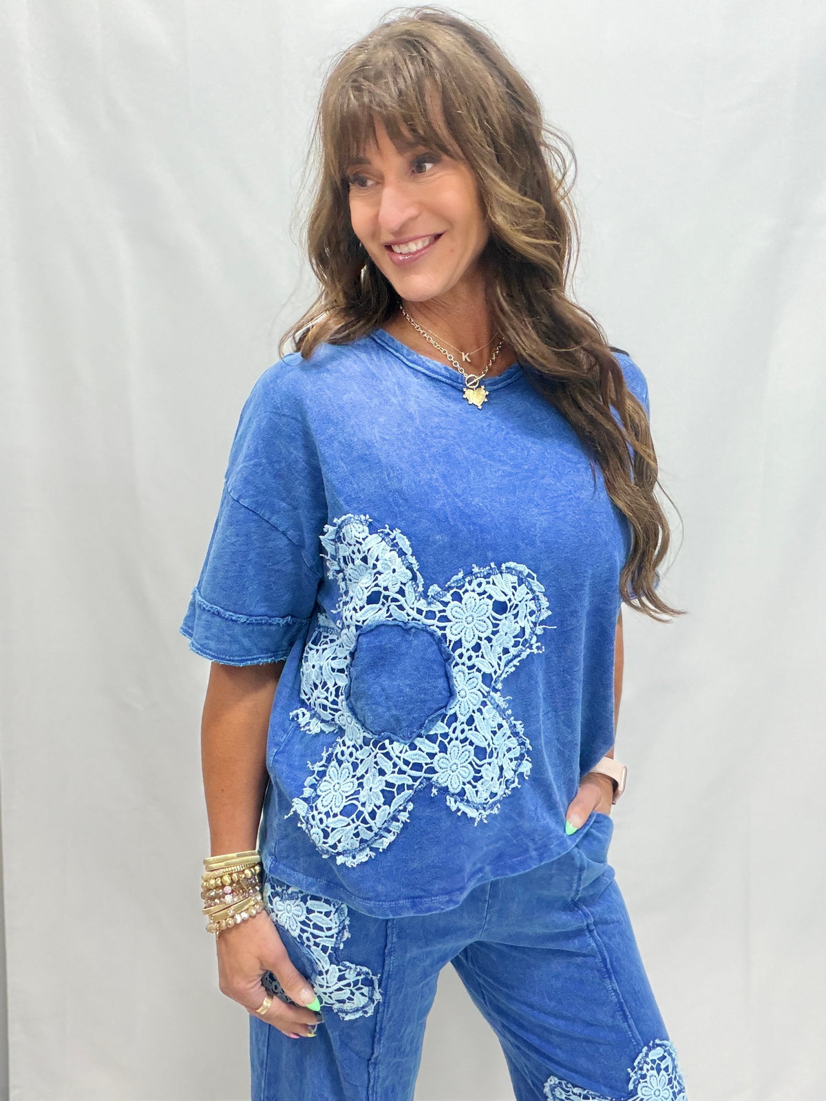 Floral Fun Crochet Patch Top In 4 Colors