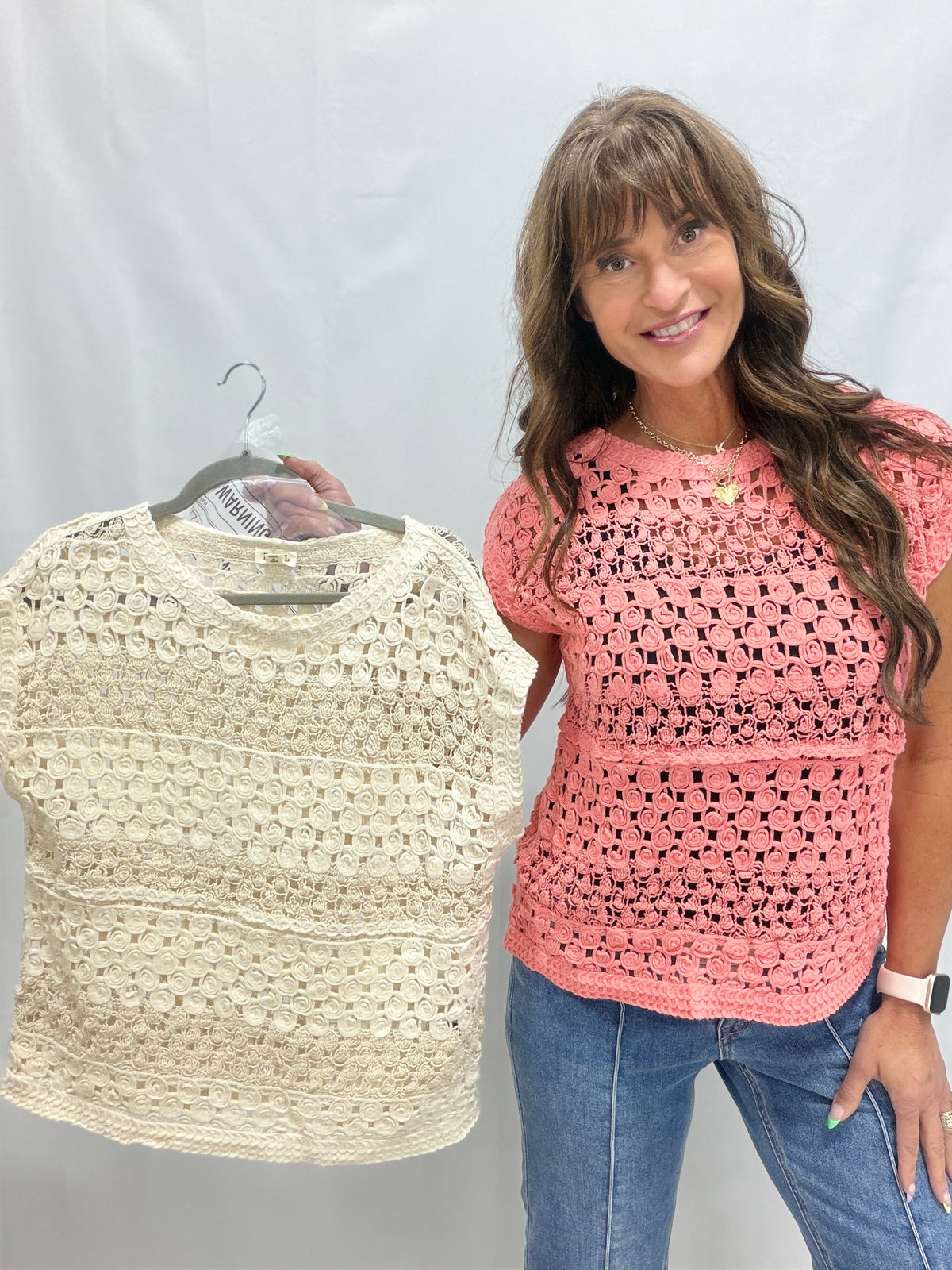 POL Tied To Perfection Crochet Top In 2 Colors