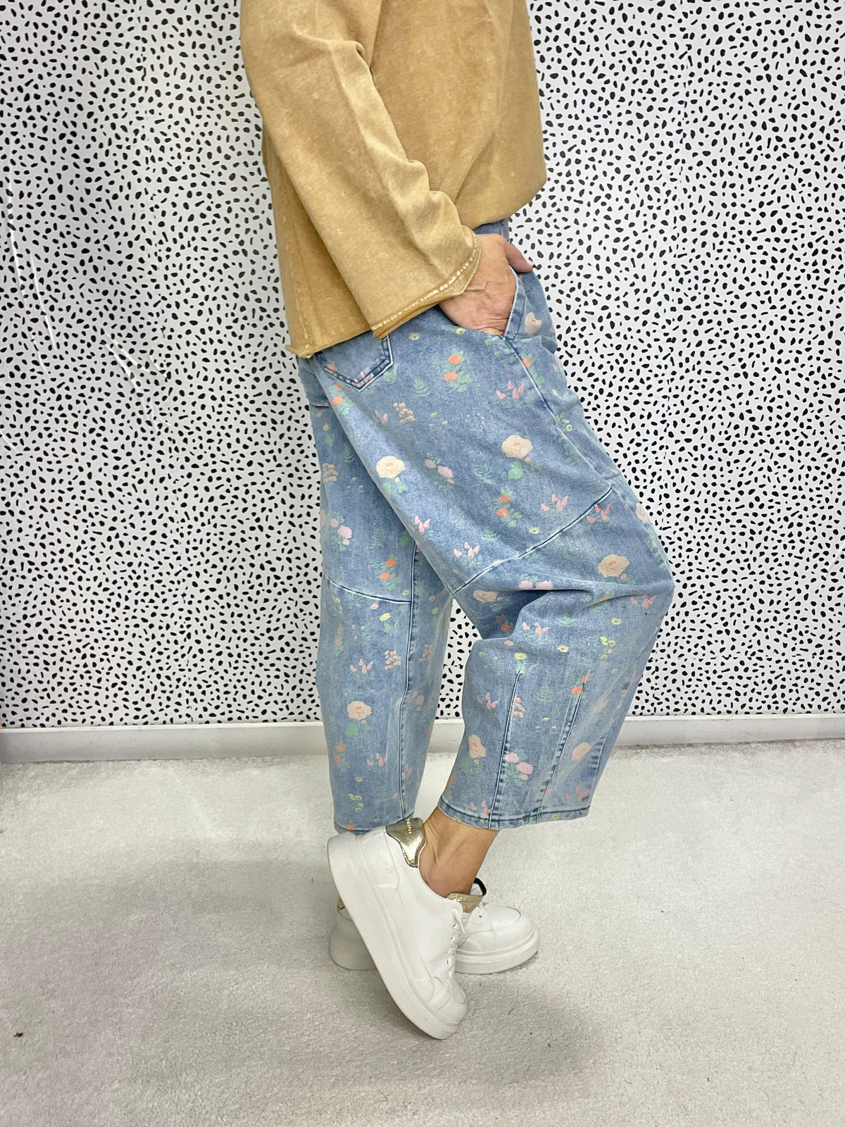 Garden Dream Floral Print Barrel Pants In 2 Colors
