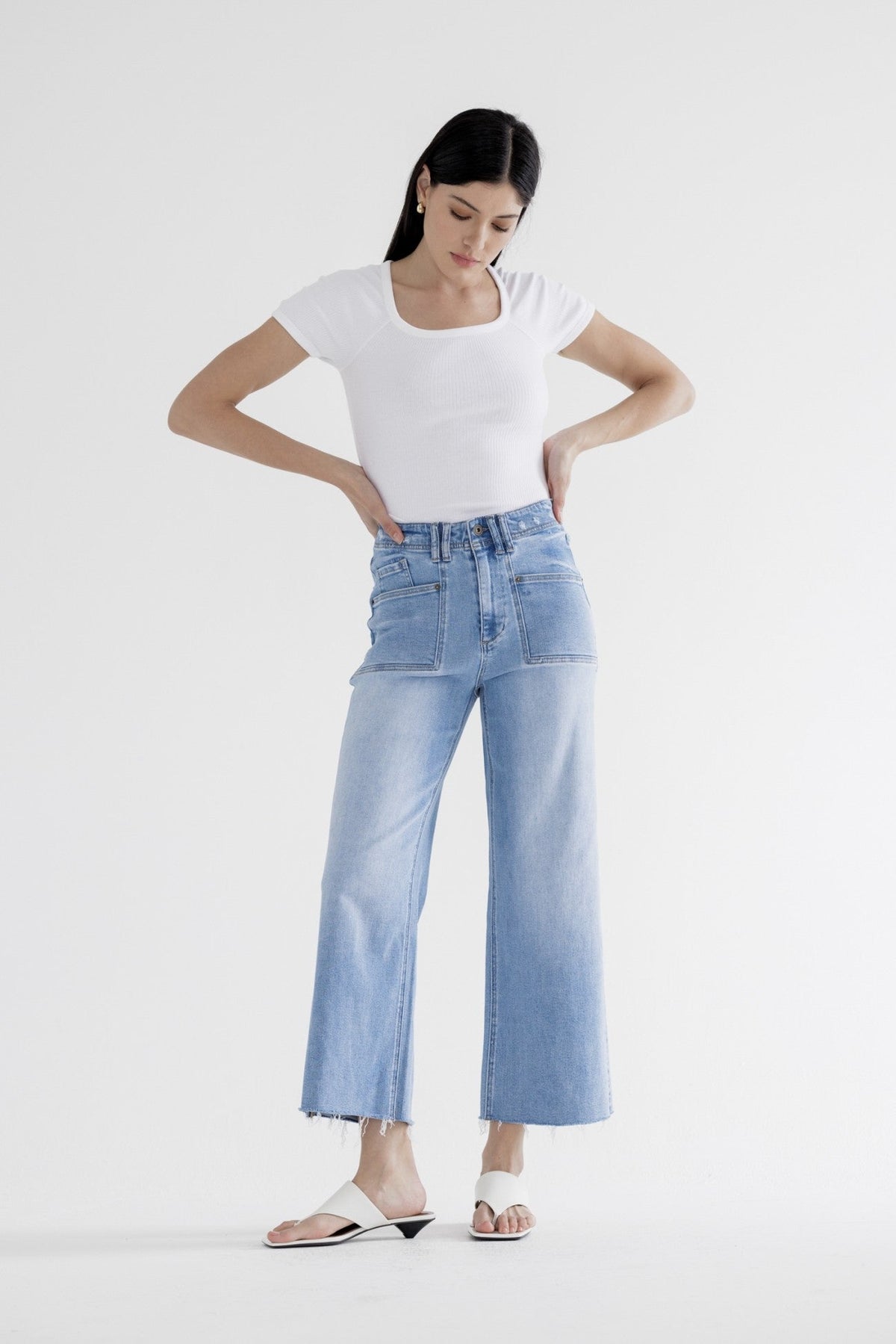 Mica Isabelle Super High Rise Wide Leg Jeans 219 In Blue