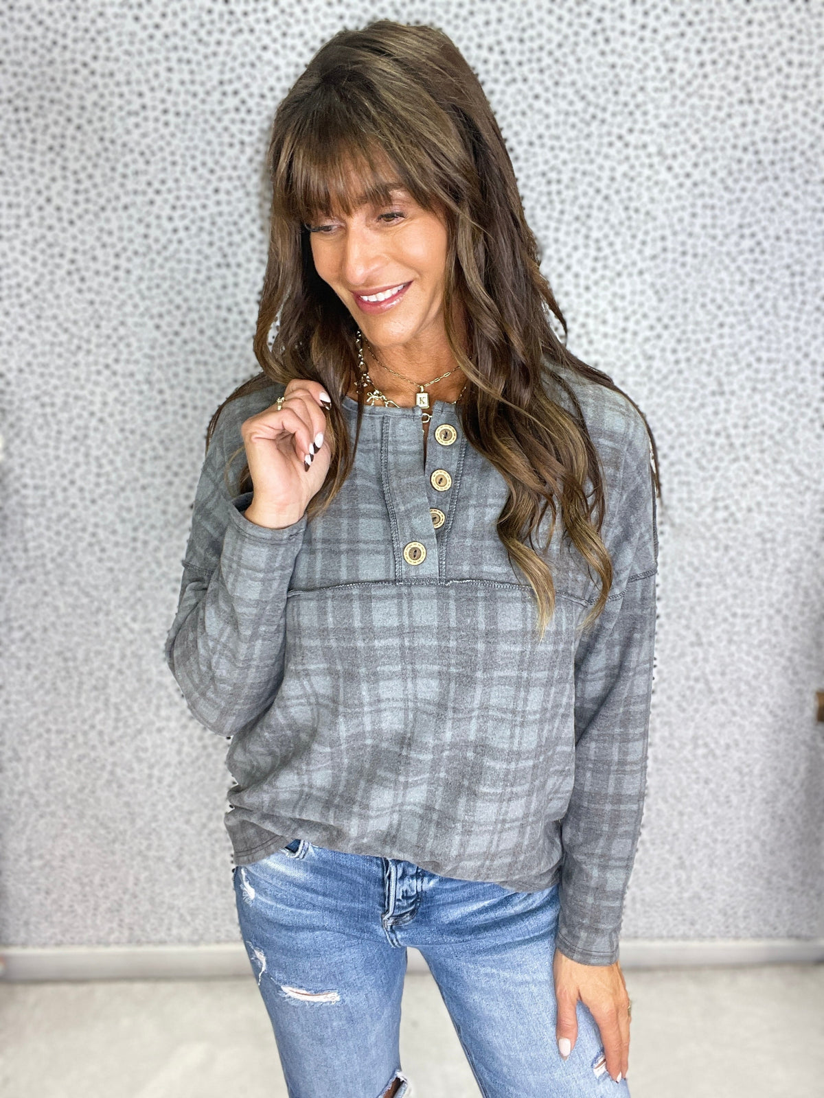 Faded Days Plaid Top in Grey *Final Sale*