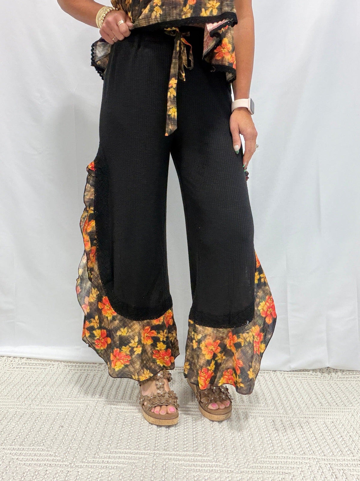 POL Home Sweet Harmony Floral Ruffle Pants In 3 Colors
