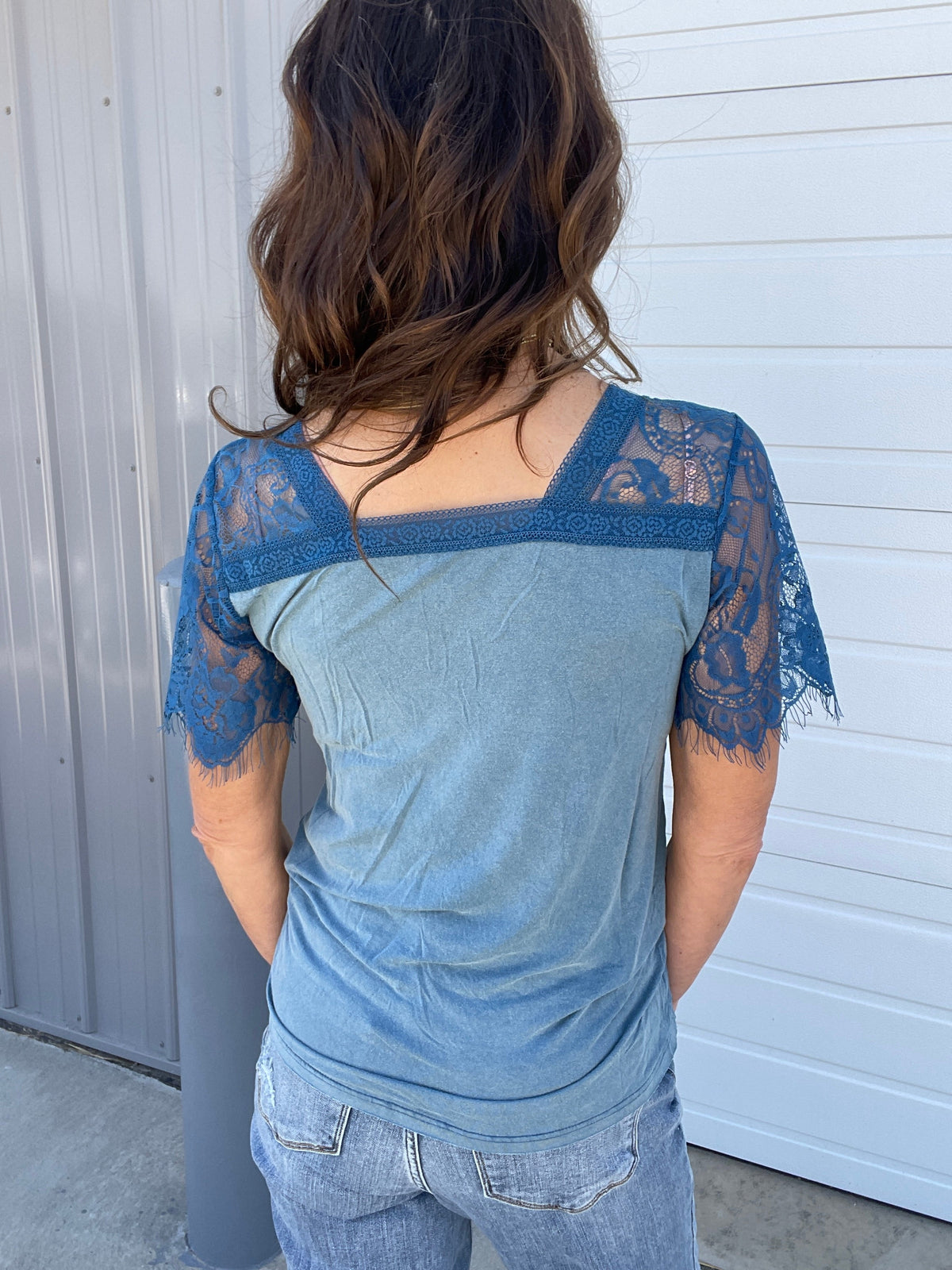 Pol Great Sweetness Lace Short Sleeve V Neck Knit Top In 4 Colors