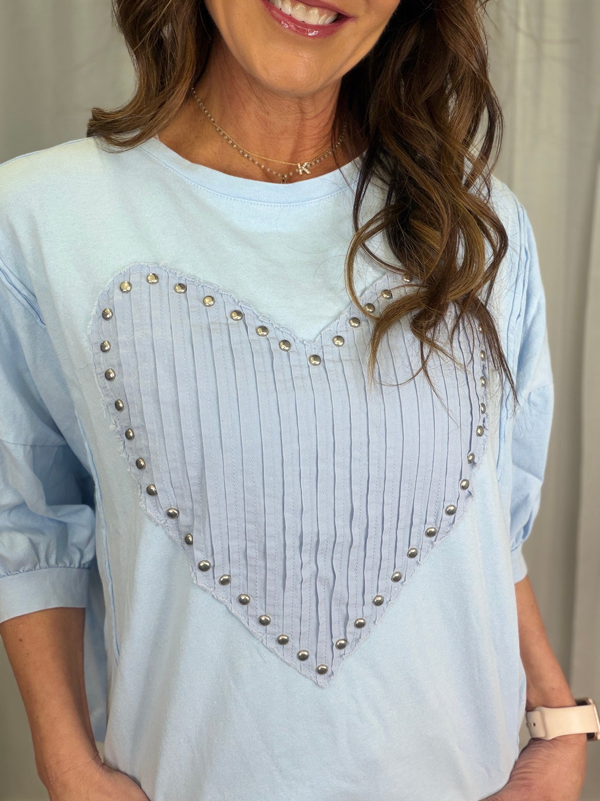 Charming Ways Heart Patch Top In 2 Colors