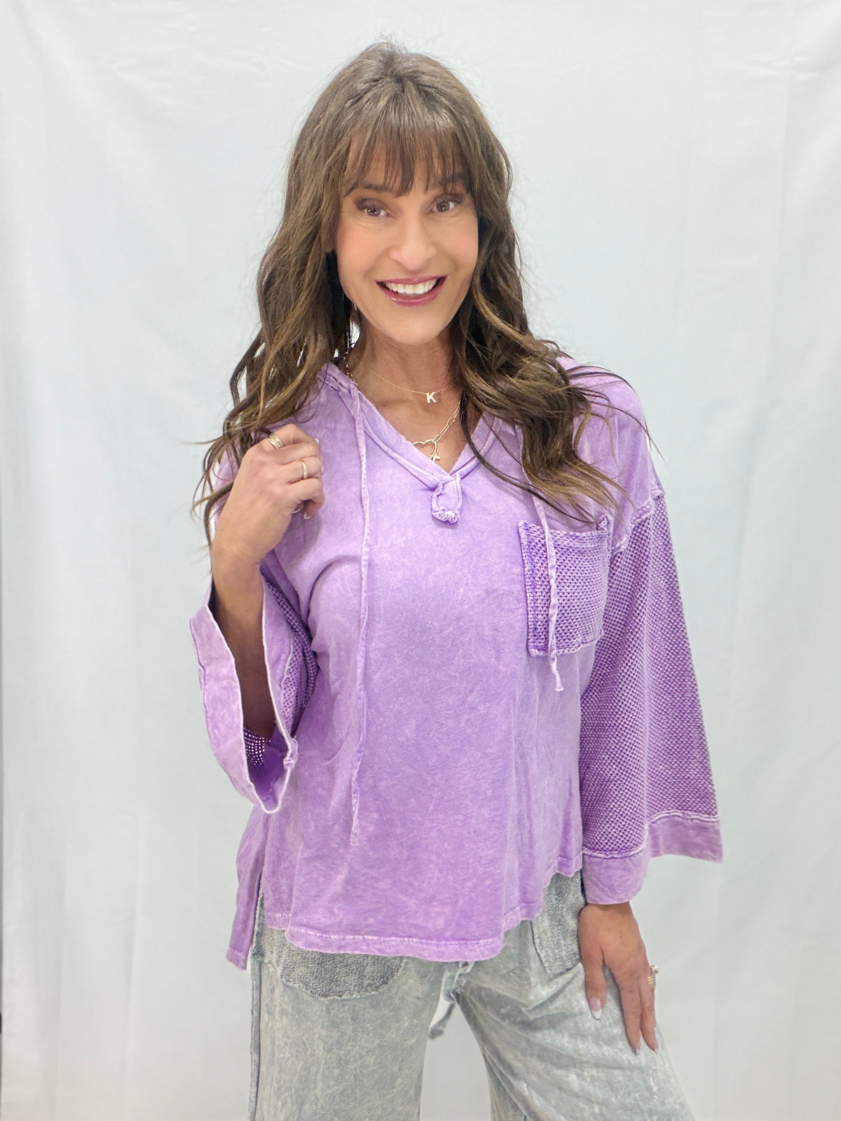 Taking It Easy Mesh Sleeve Hoodie In 3 Colors *Final Sale*
