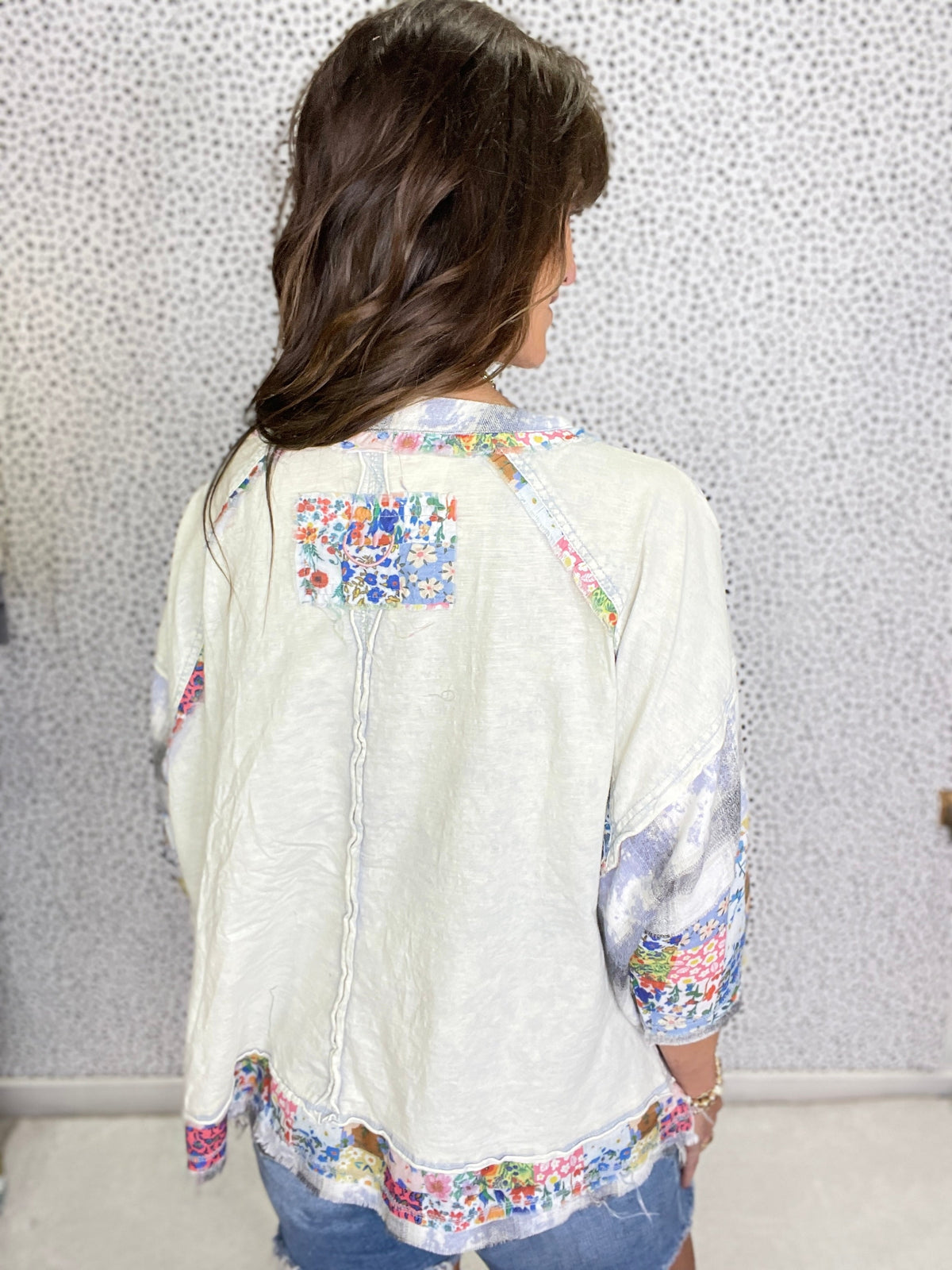 Oli & Hali The Carefree Days Patchwork Oversized Top In Blue *Final Sale*