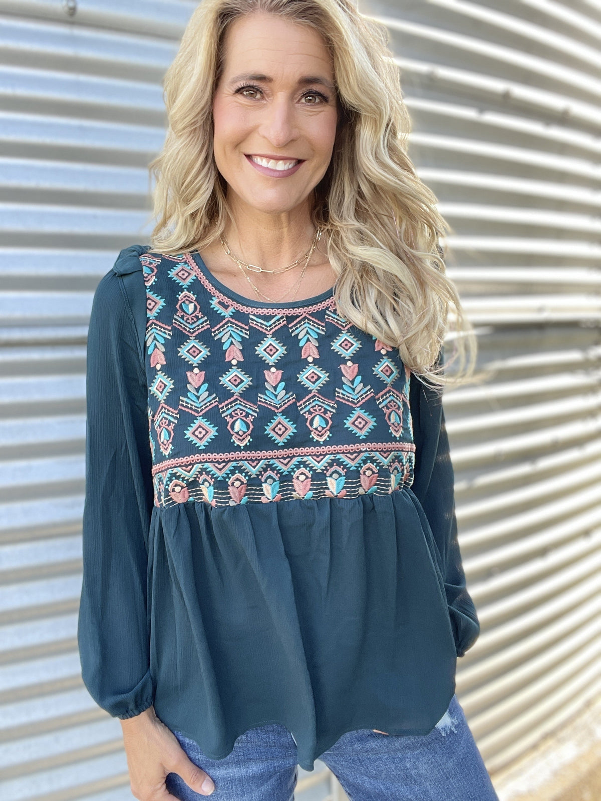 Savvy Classy Embroidered Top *Final Sale*
