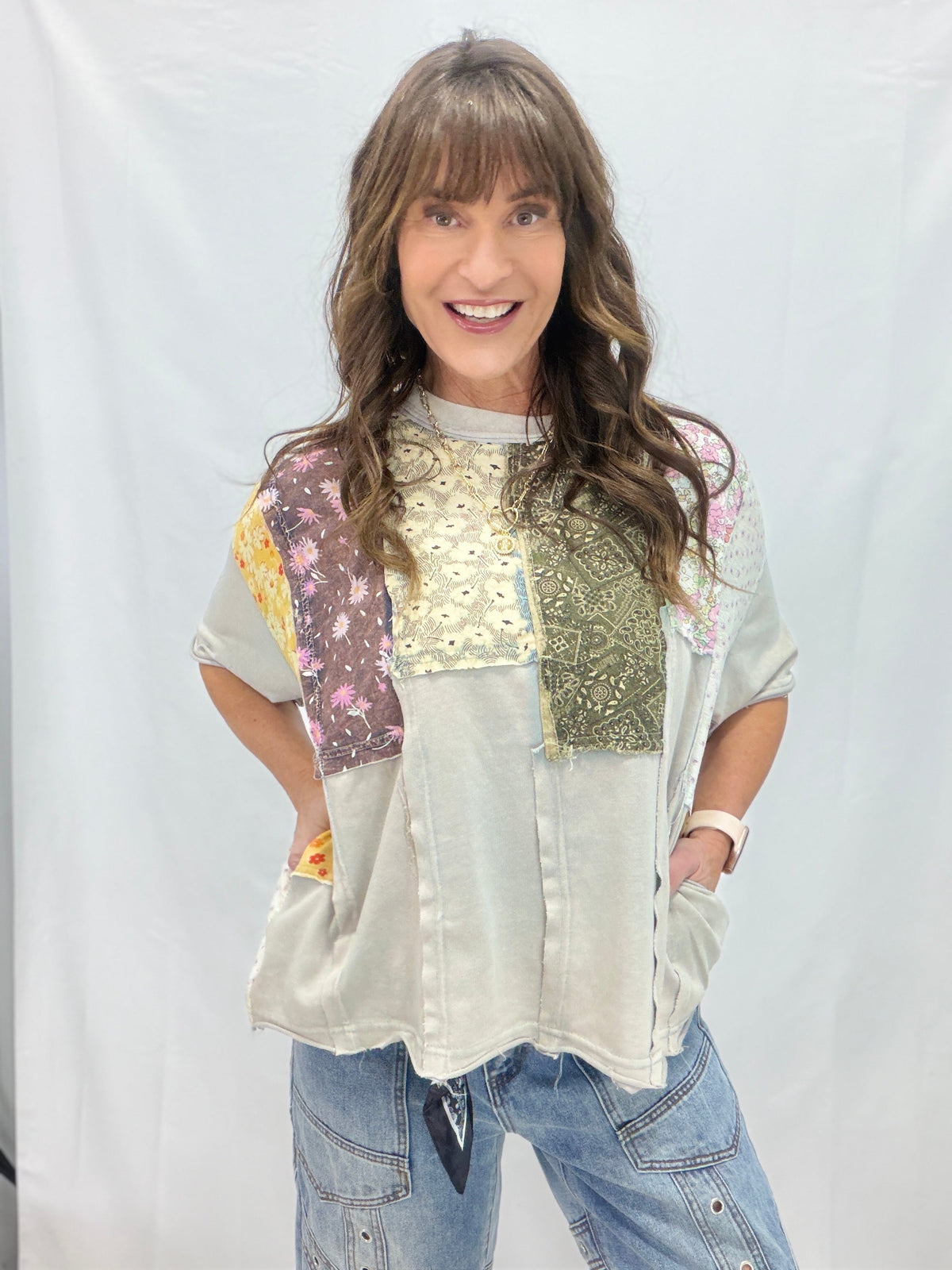 Oli & Hali You Make Me Sing Patchwork Top In 2 Colors
