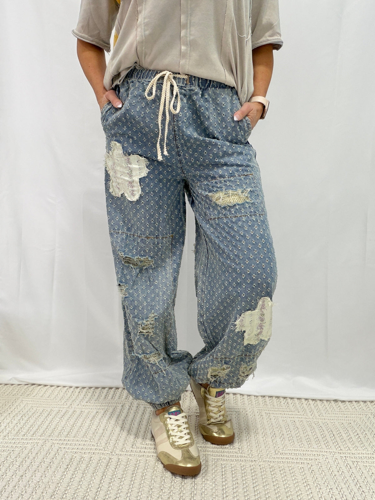 Boho Bloom Patchwork Lounge Pants in 2 Colors