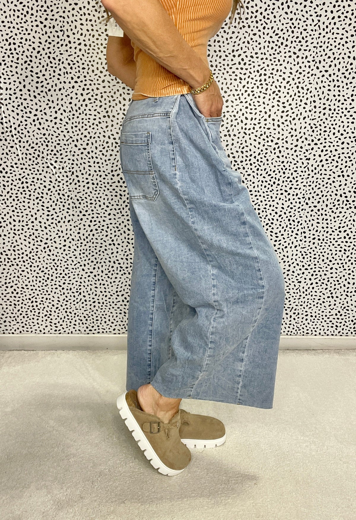 Rounding Out The Day Wide Leg Pants In Denim Blue