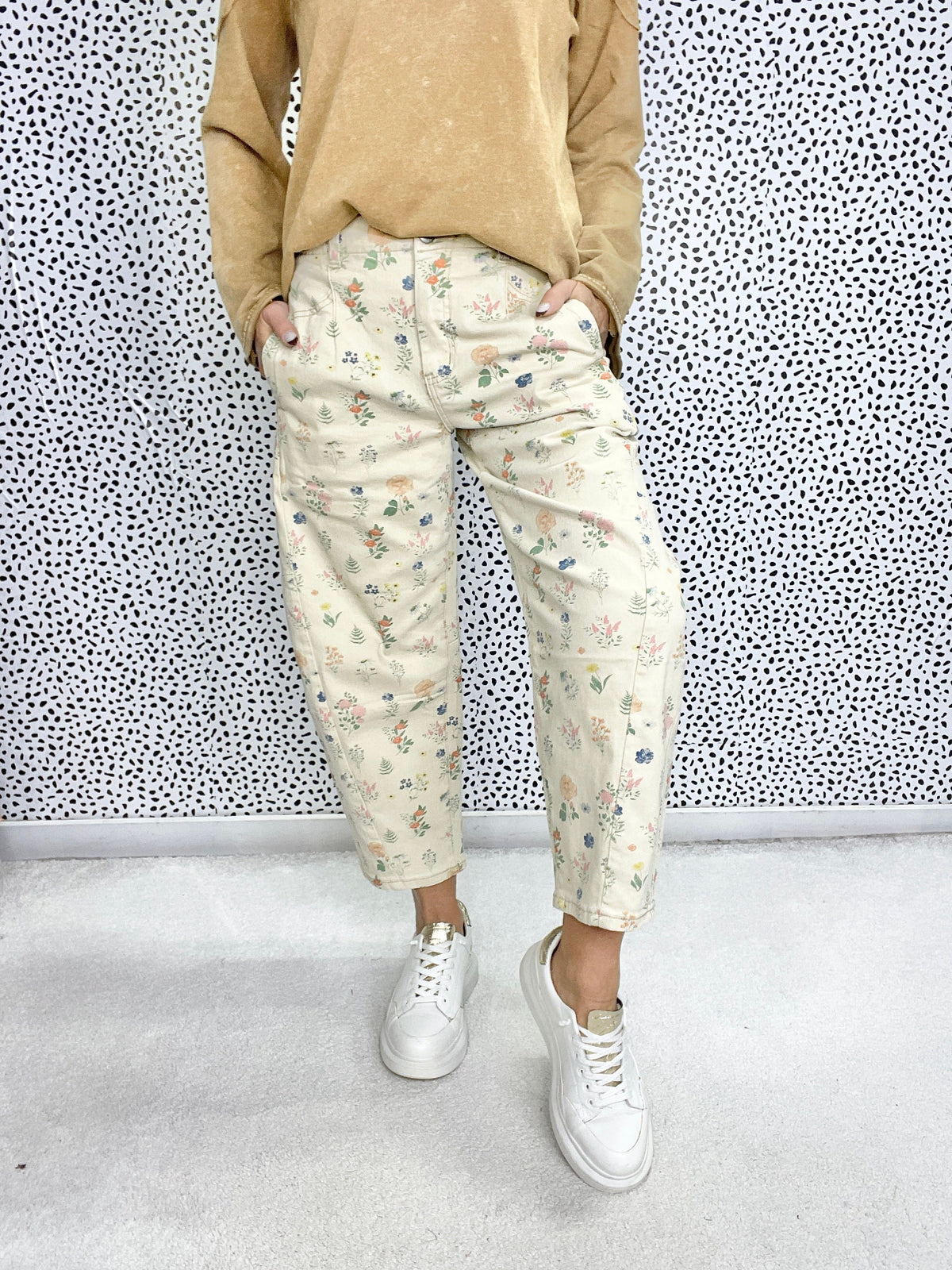 Garden Dream Floral Print Barrel Pants In 2 Colors