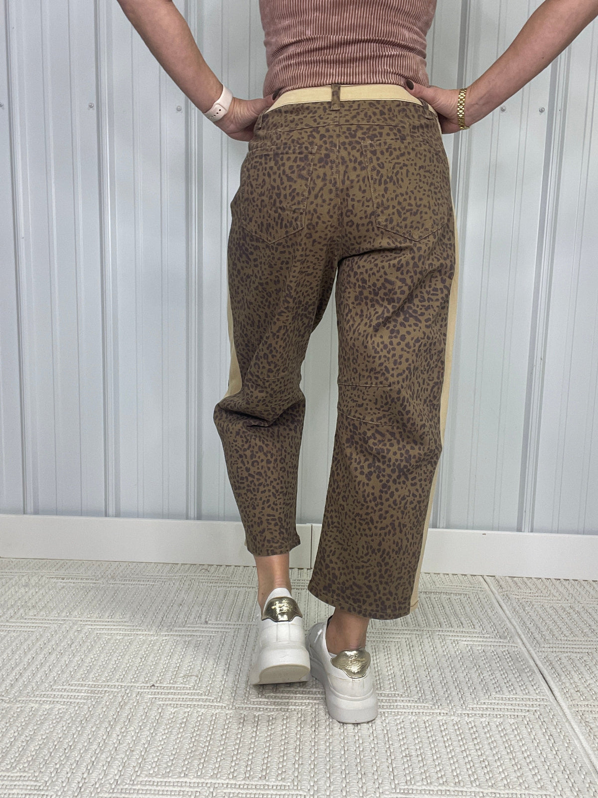 Bold Instincts Animal Printed Barrel Pants In Mocha