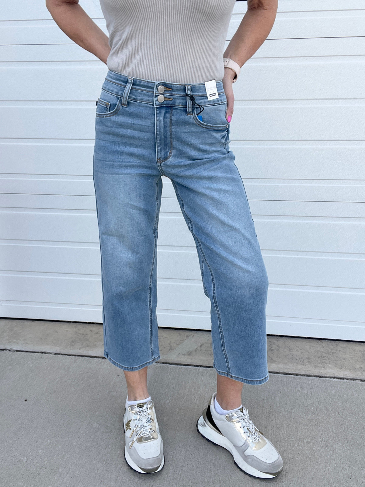 Judy Blue Sadie Double Button Wide Leg Crop 616
