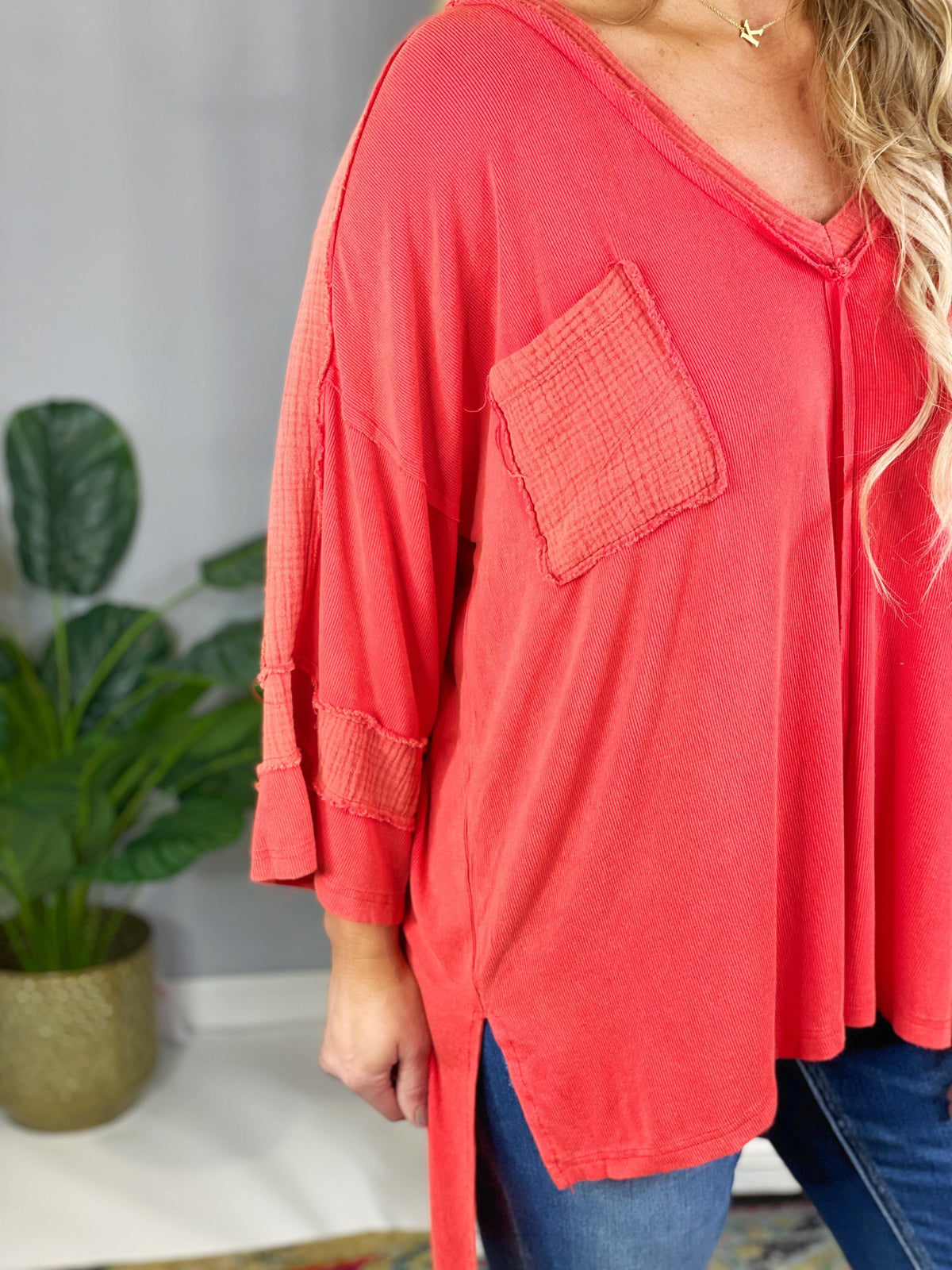Pol Casual Chic Oversized Top In Ivory, Teal, Cherry *Final Sale*