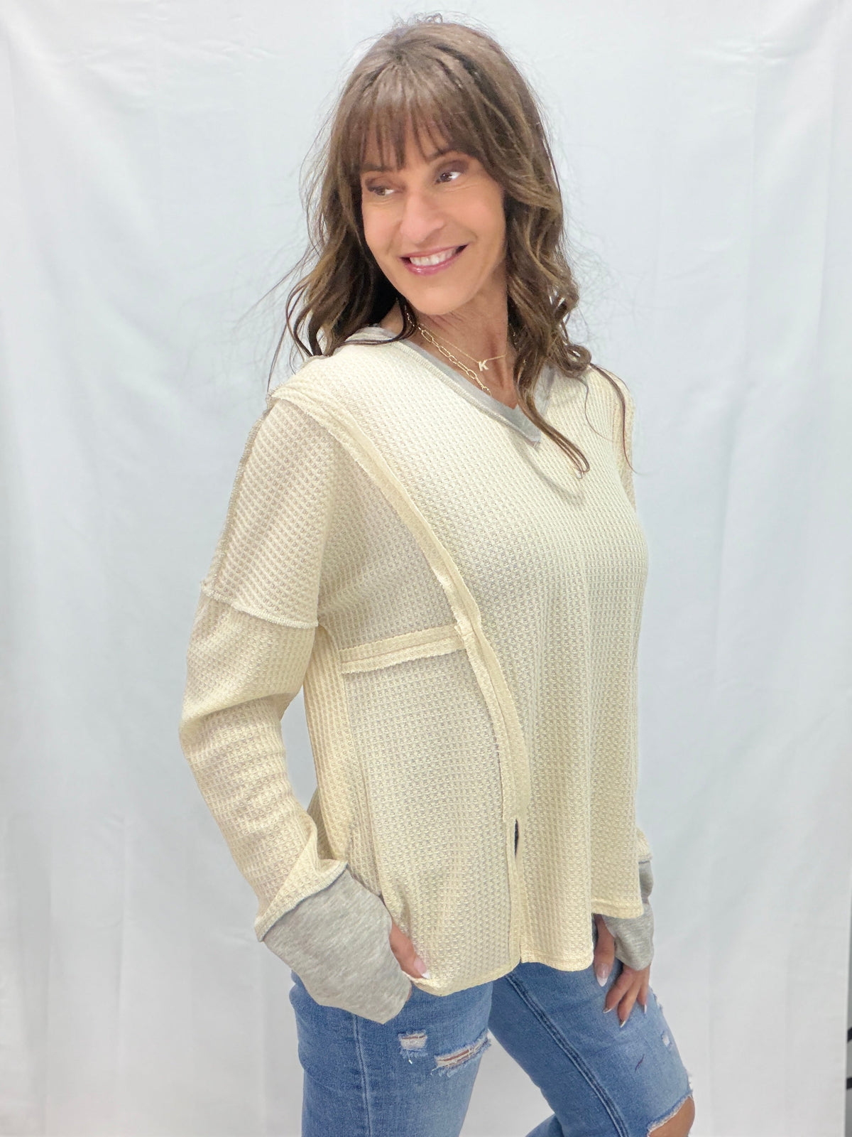 Everyday Ease Waffle V-Neck *Final Sale*