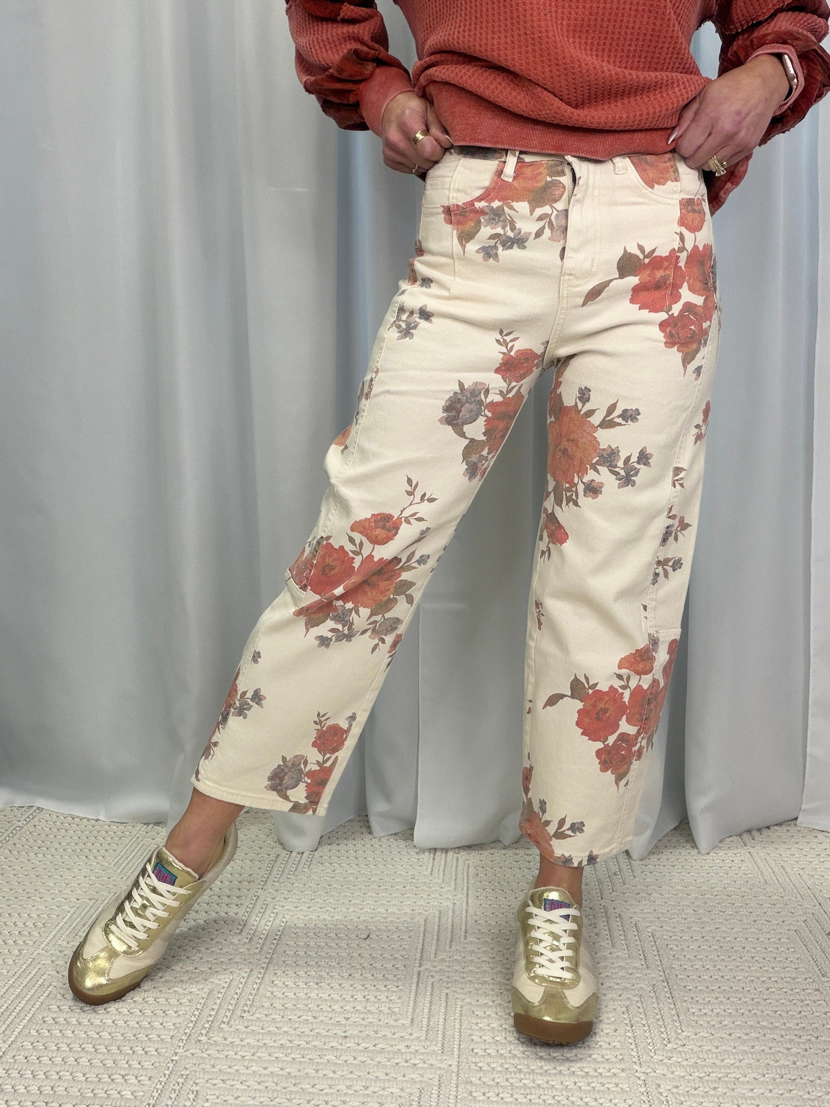 Autumn Bloom Straight-Leg Pants