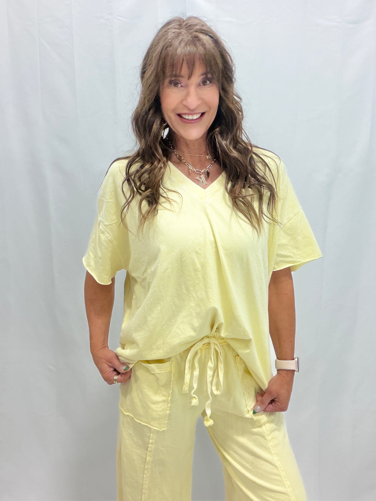 Mineral Wash V Neck Basic Top In 14 Colors