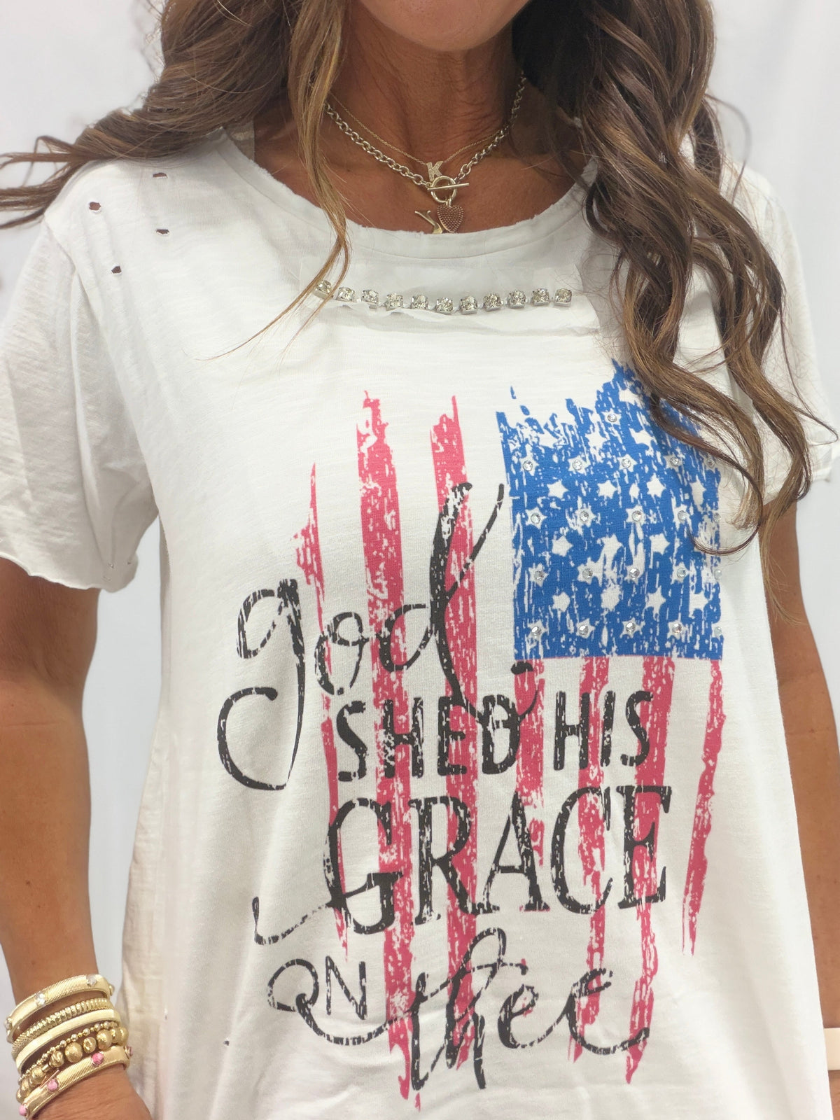 God Shed His Grace Tattered Tee