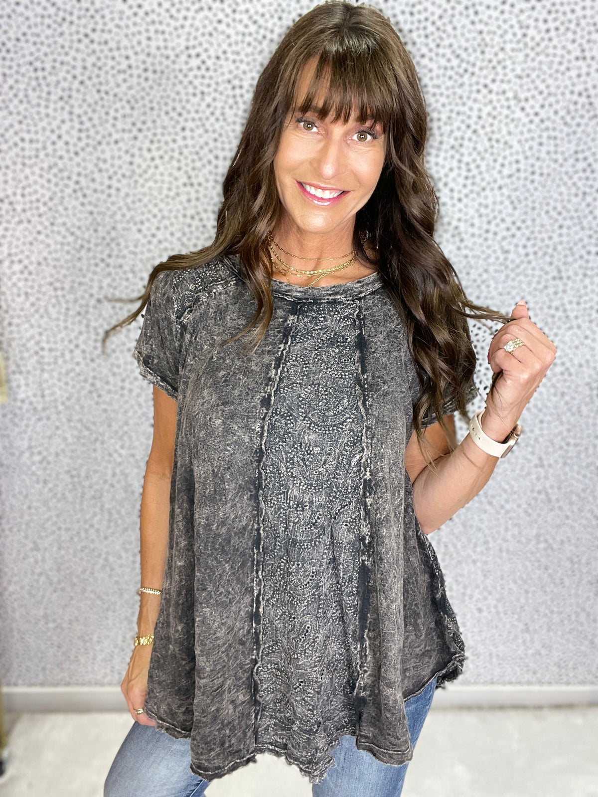 Paisley Haze Mineral Washed Tunic Top In 2 Colors *Final Sale*
