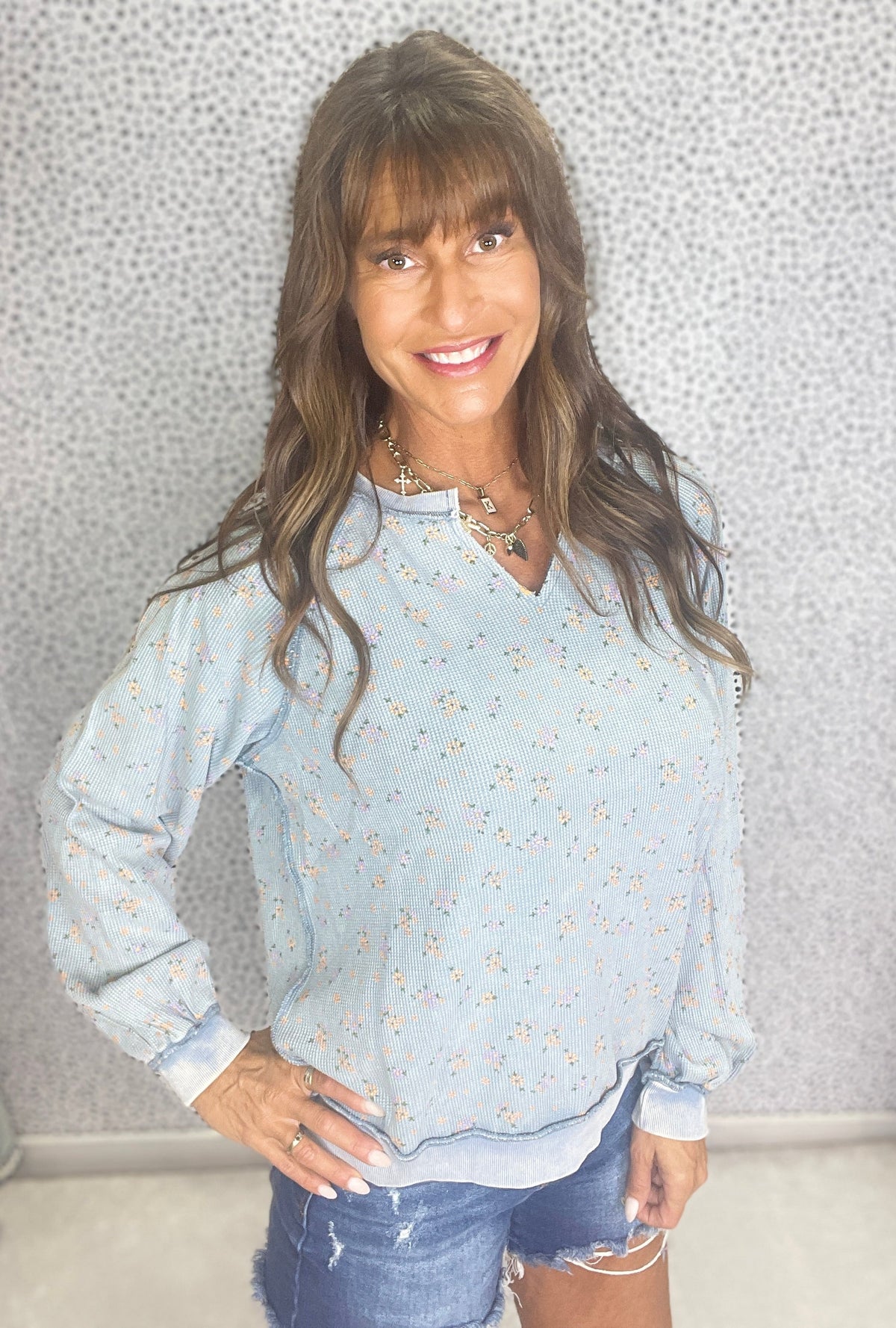 Days Are Getting Long Printed Thermal Long Sleeve Top In 3 Colors