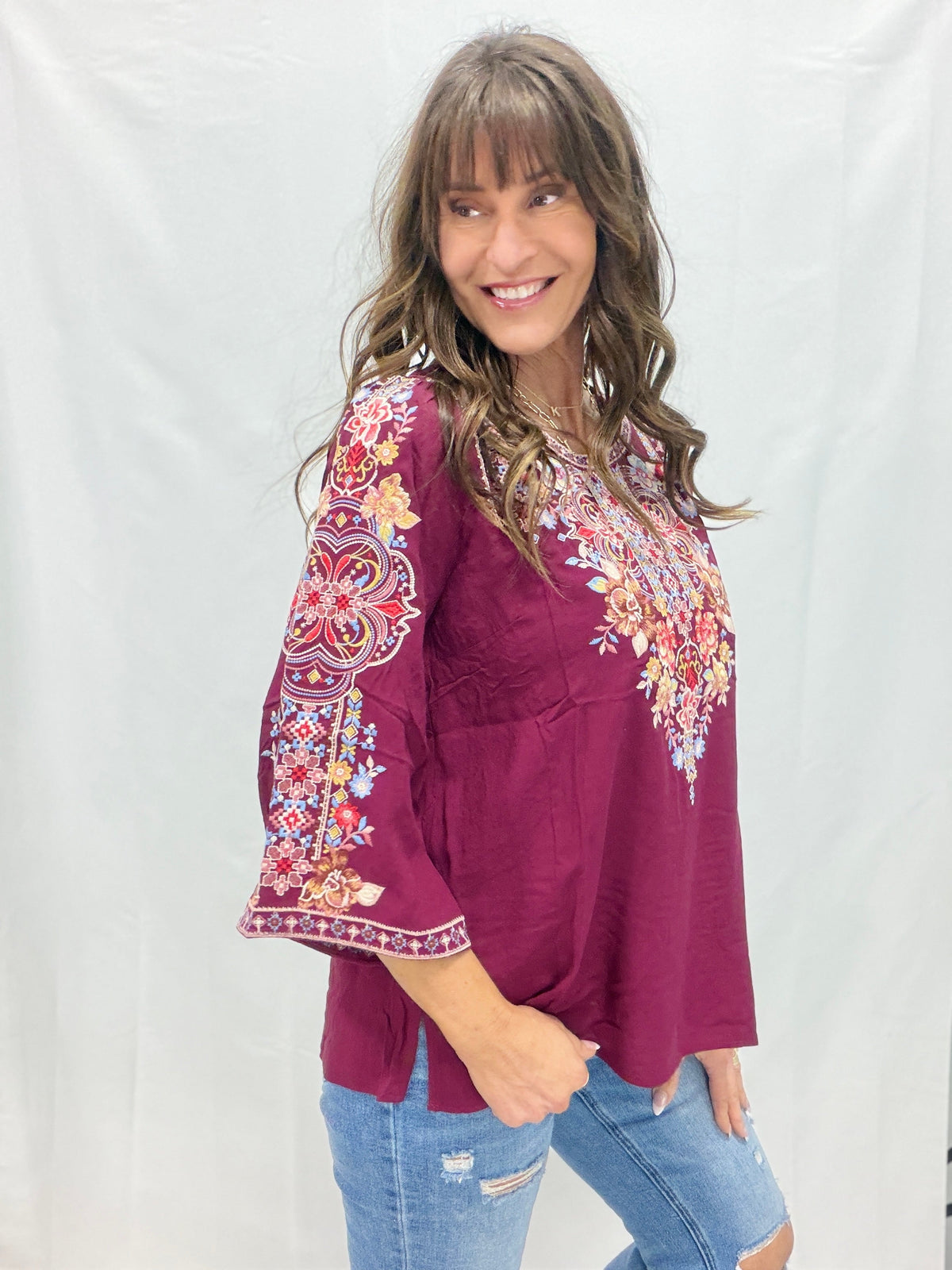 Autumn Bloom Burgundy Top *Final Sale*