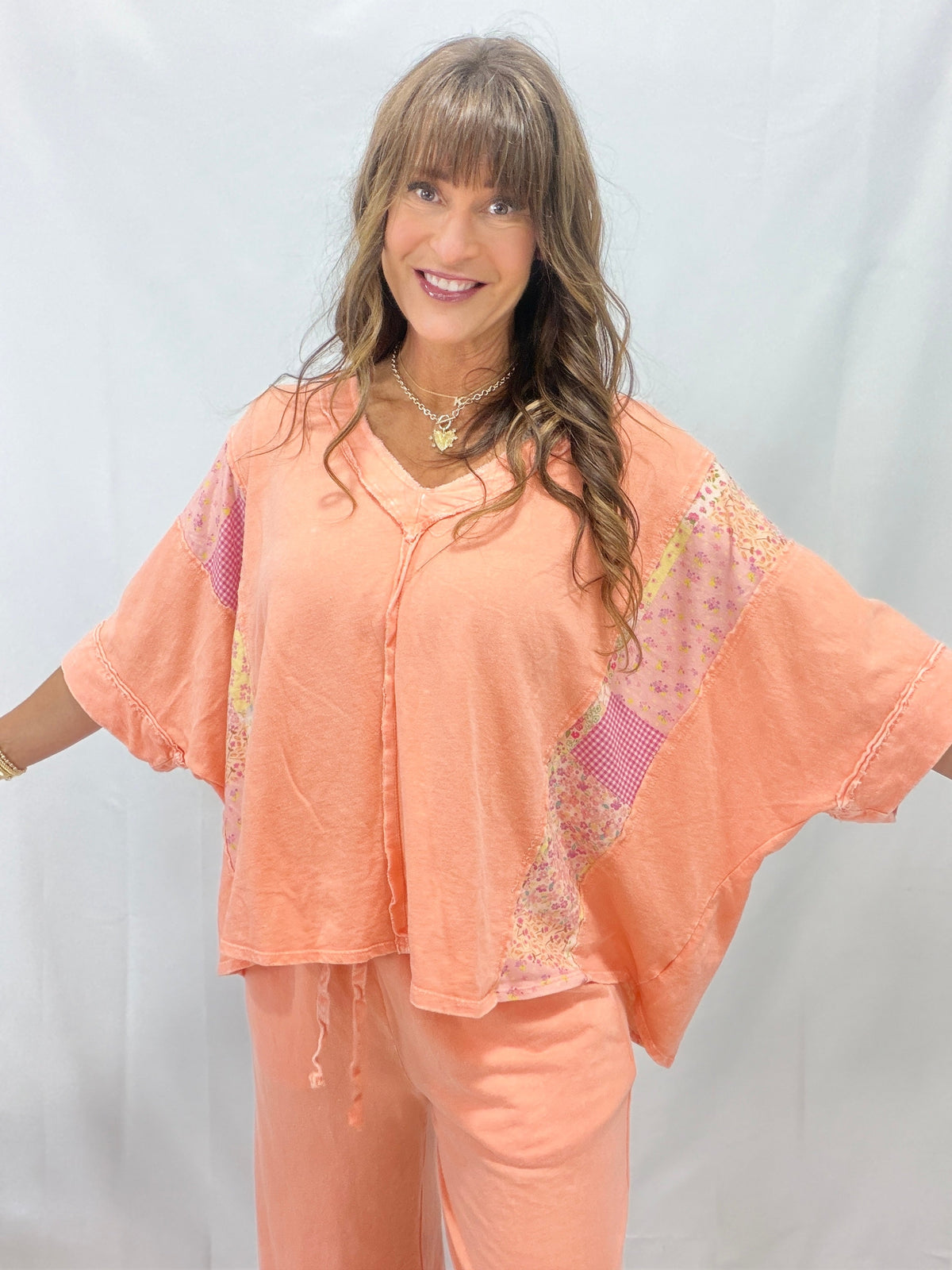 Floral Frolic Mineral Washed Spring Picnic Poncho In 4 Colors