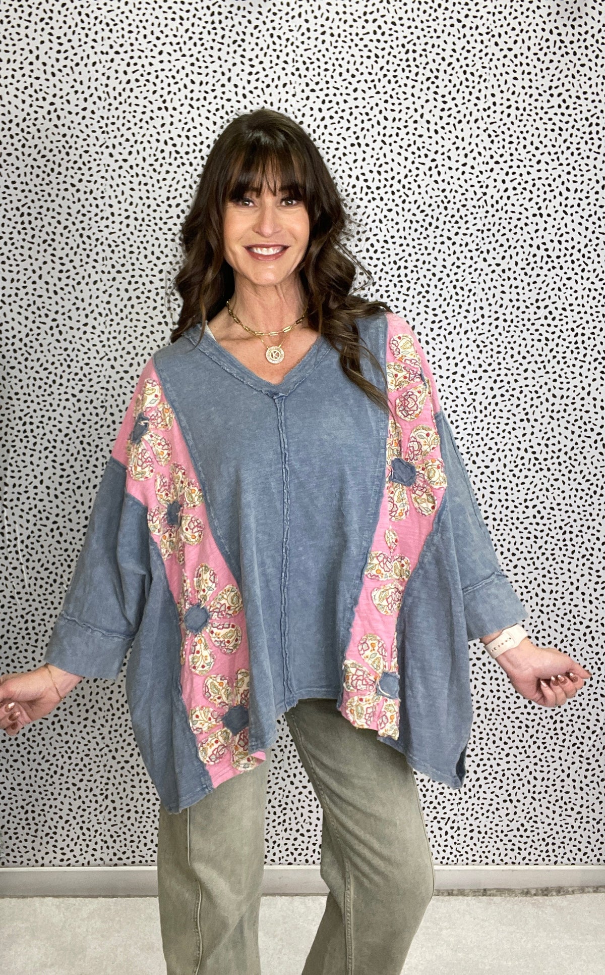 Groovy Petals Flower Patch Drop Shoulder Top In 2 Colors *Final Sale*