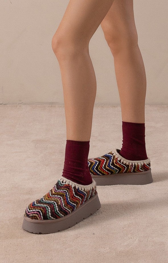 The Babs Boho Shearling Mules Multi Color