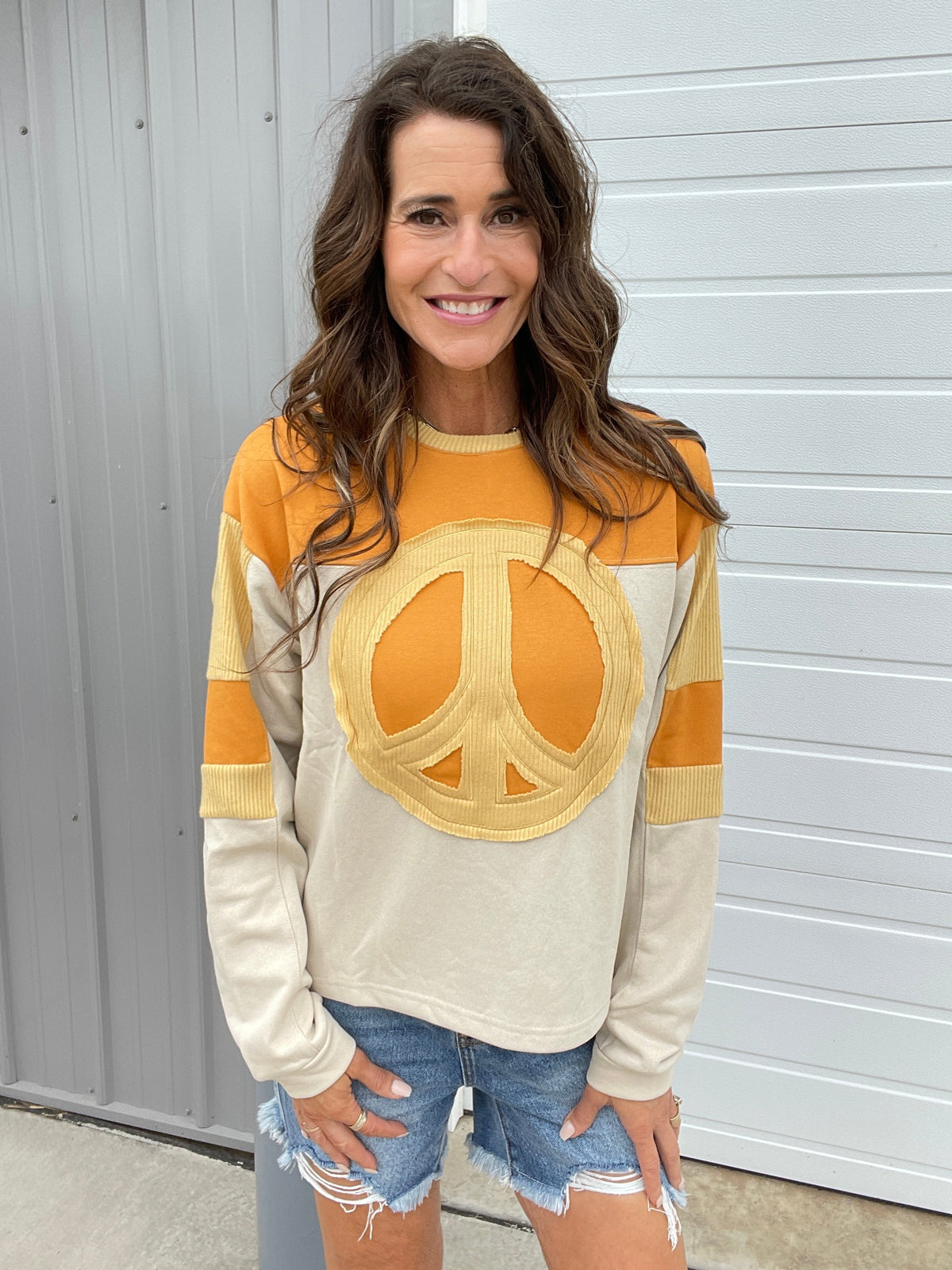 Peace Out Terry Knit Top In 3 Colors: Cocoa, Rose, Mustard *Final Sale*