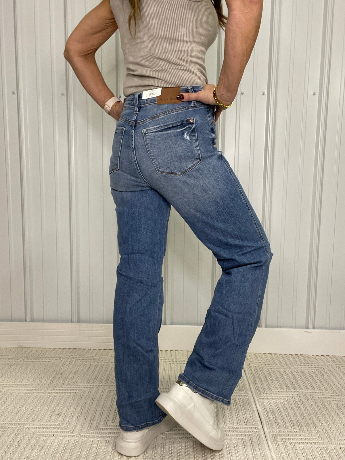 Judy Blue Tummy Control HIgh Rise Bardot Straight Leg Jean 785
