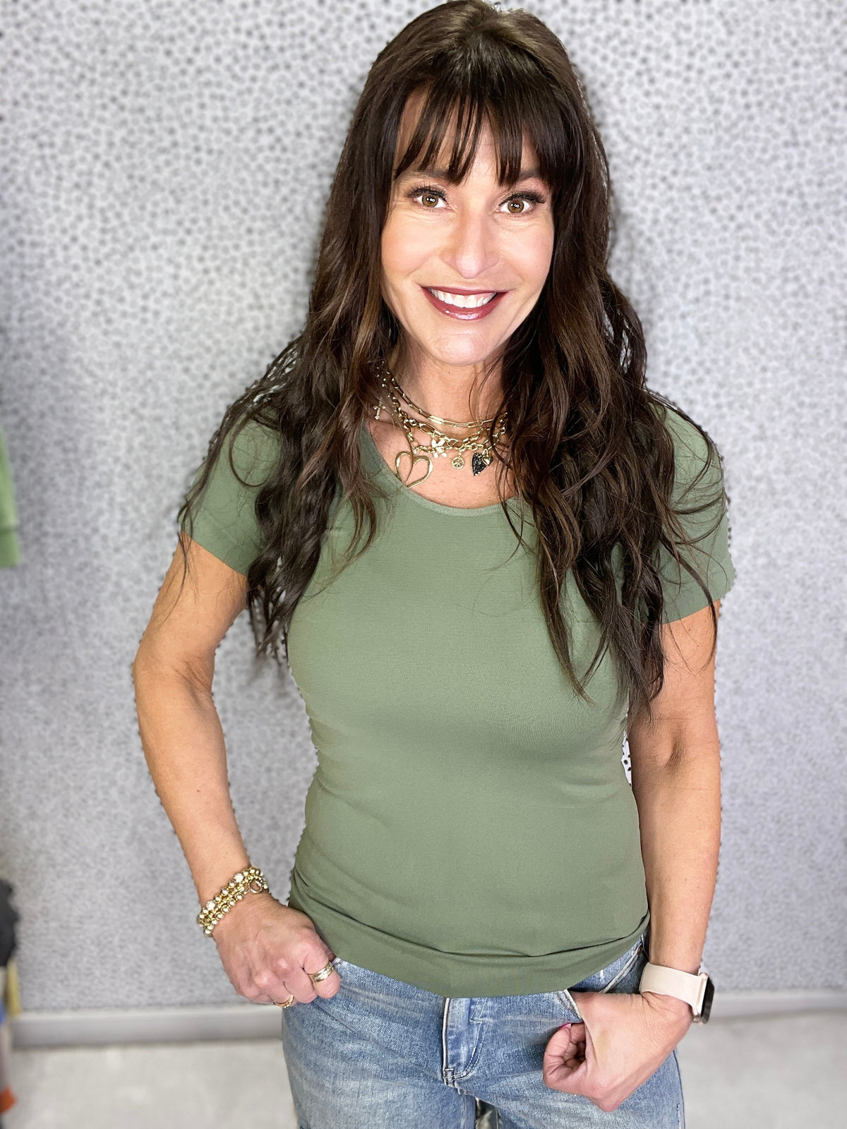 Everyday Great Scoop Neck Reversible Short Sleeve Top In Ten Colors