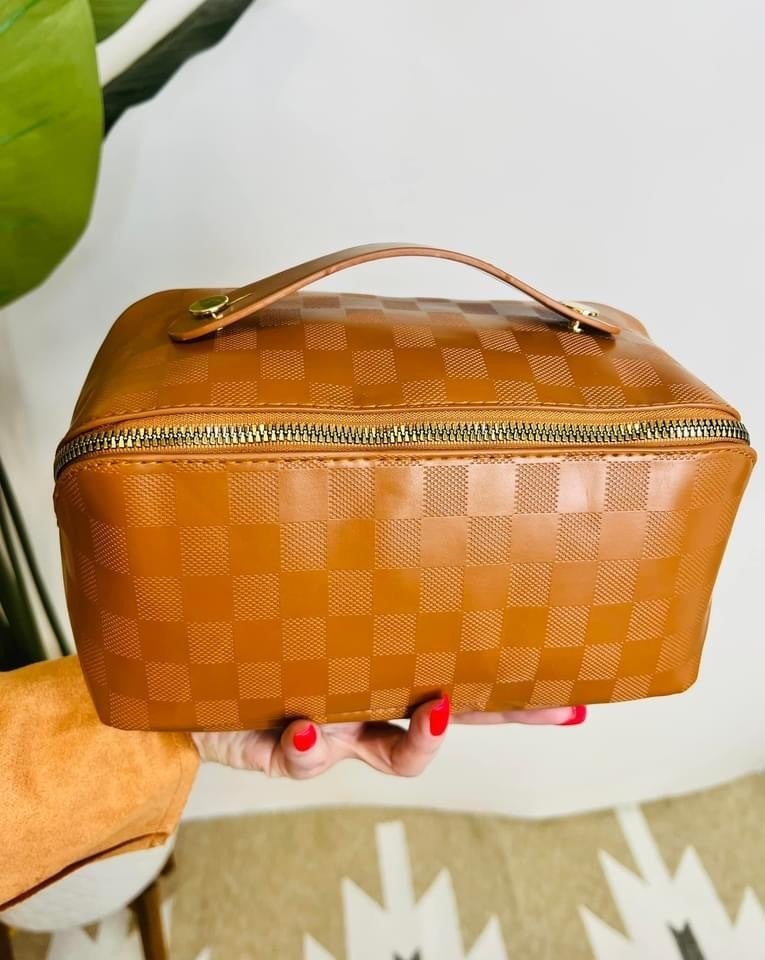 Checkered Makeup Cosmetic Bag