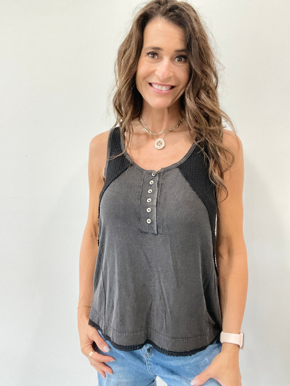 Pol Easy Moves Tank Top In 3 Colors: Almond, Black, Off White *Final Sale*