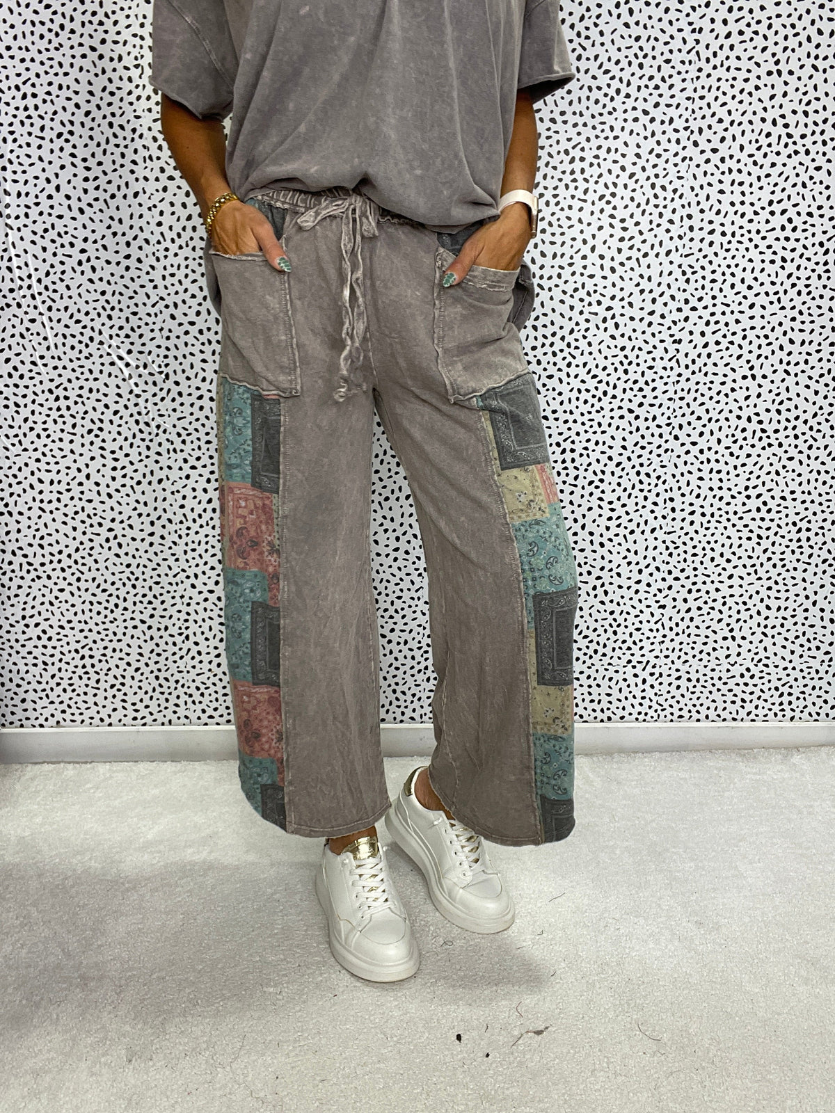 Revival Patchwork Crop Pants In 3 Colors