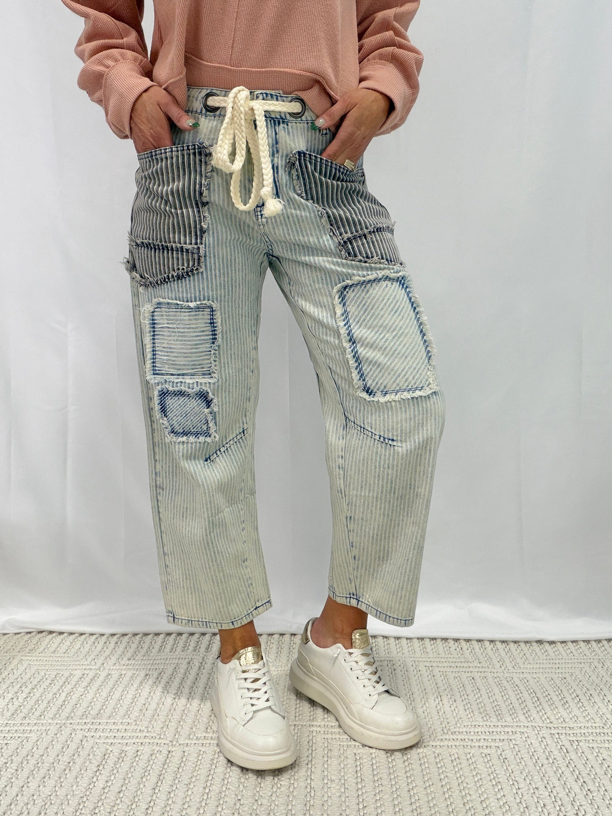 Oli & Hali Sweet Horizon Stripe Pants In Blue